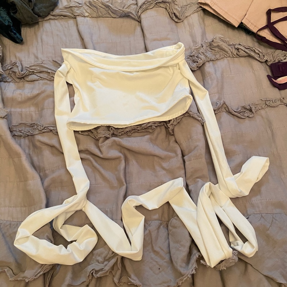 White twist around tube top- large